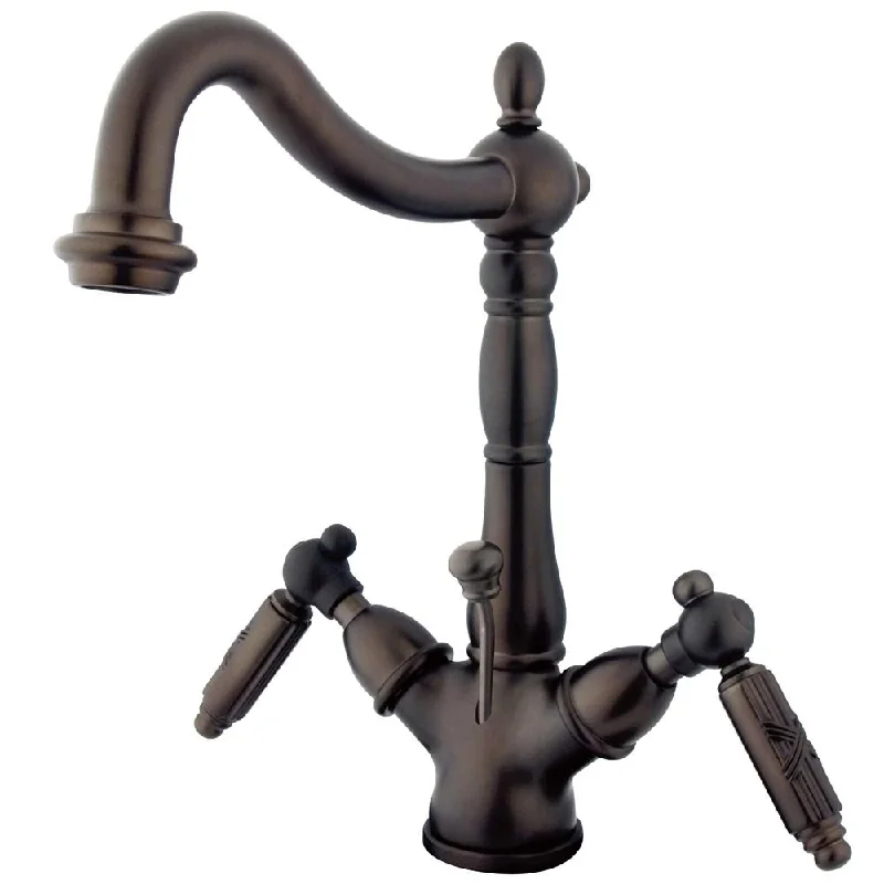 Kingston Oil Rubbed Bronze 2 Handle Single Hole Bathroom Faucet w Drain KS1435GL