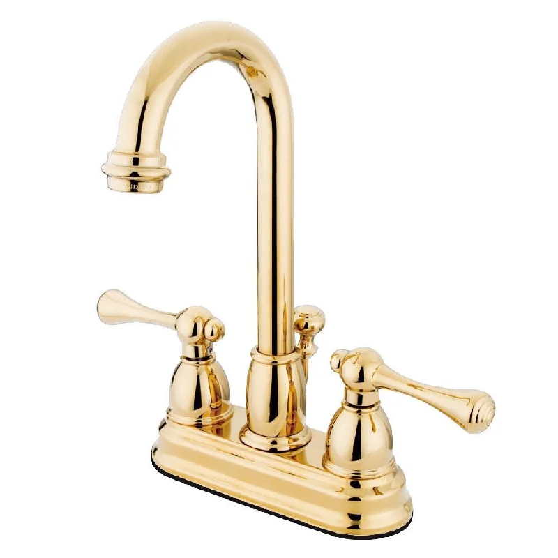 Kingston Polished Brass 2 handle 4" Centerset Bathroom Faucet w Drain KB3612BL