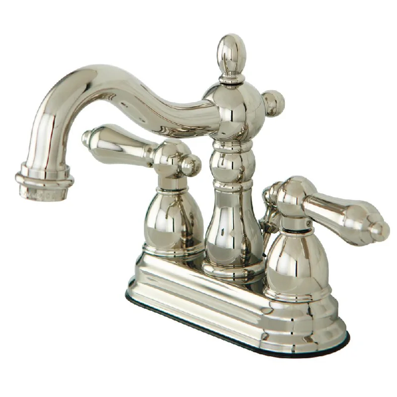 Kingston Polished Nickel 2 Handle 4" Centerset Bathroom Faucet w Drain KB1606AL