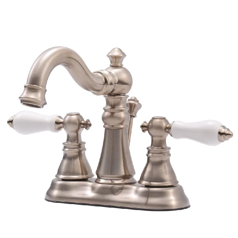 Kingston Satin Nickel 2 Handle 4" Centerset Bathroom Faucet w Drain FS1608APL