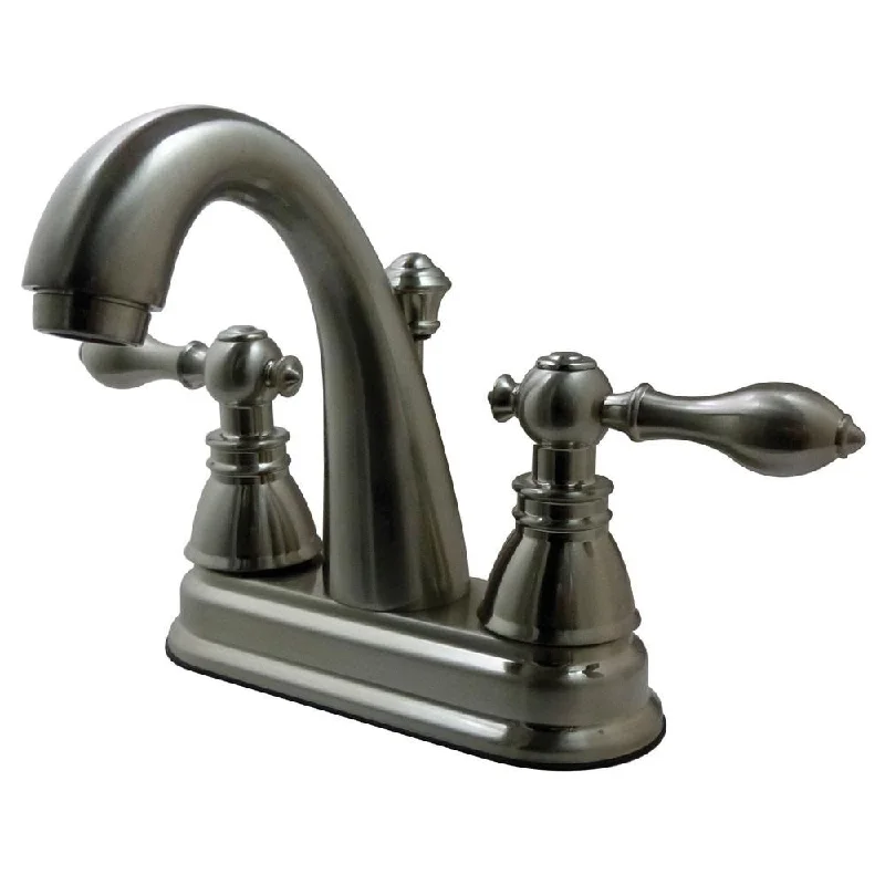 Kingston Satin Nickel 2 Handle 4" Centerset Bathroom Faucet w Drain FS5618ACL