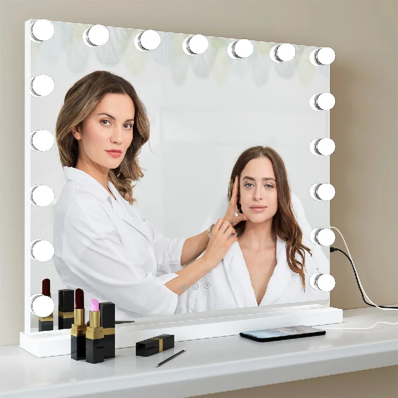 Makeup Mirror W/ Bulbs Cosmetic Mirror, Touch Screen&USB Charging Port