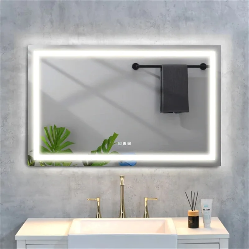 Mirror,48*36,LED,Bathroom Wall Mounted Mirror,Anti-Fog,Dimmer Function