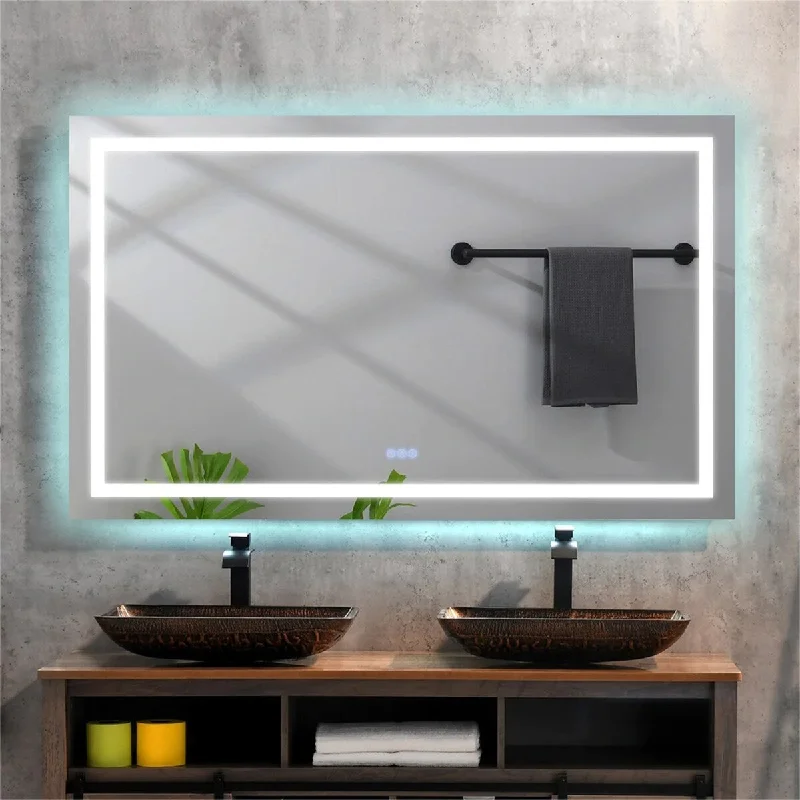 Mirror,72*36,LED,Bathroom Wall Mounted Mirror,Anti-Fog,Dimmer Function