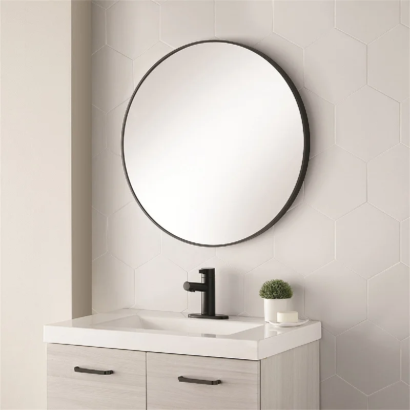 Mirror Aluminum Frame Wall-Mounted Round Mirror Makeup Mirror Black