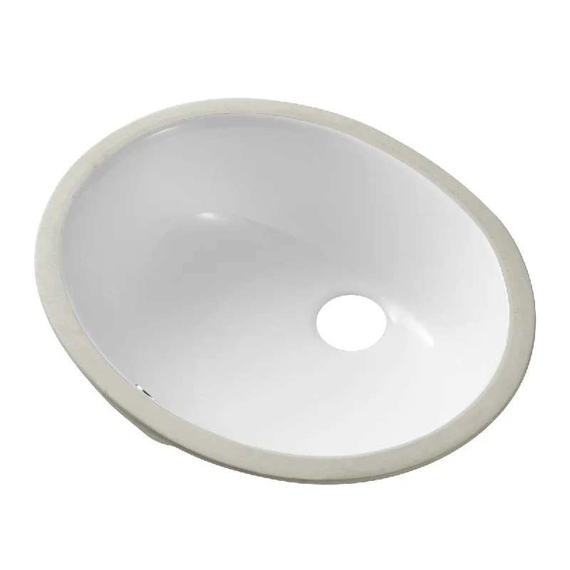 Modern Ceramic Oval Undermount Bathroom Sink, Into a Whole Shape Art Basin, 16.2"L x 19.7"W x 7.9"L, White