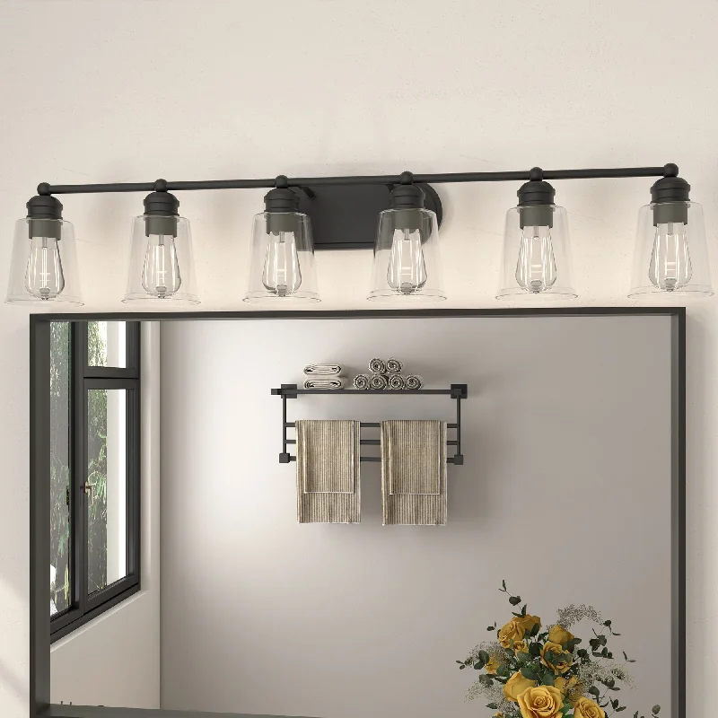 Modern Farmhouse 6-light Black Bathroom Vanity Lights with UL Certified - 44''