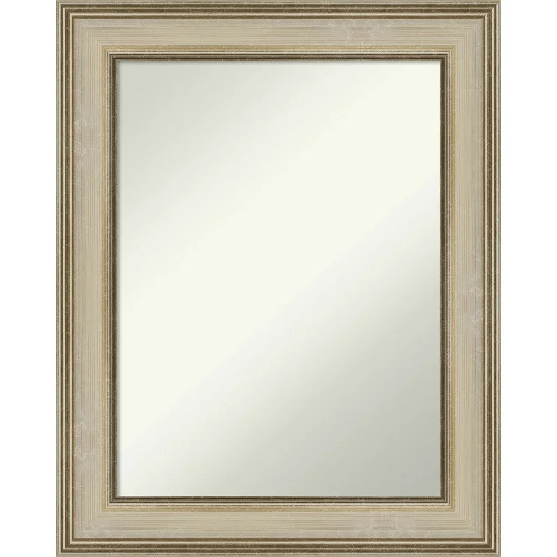 Non-Beveled Bathroom Wall Mirror - Colonial Light Gold Frame