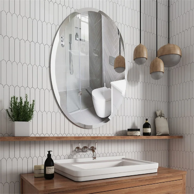 Oval Wall Mirror for Home Bathroom Frameless Design