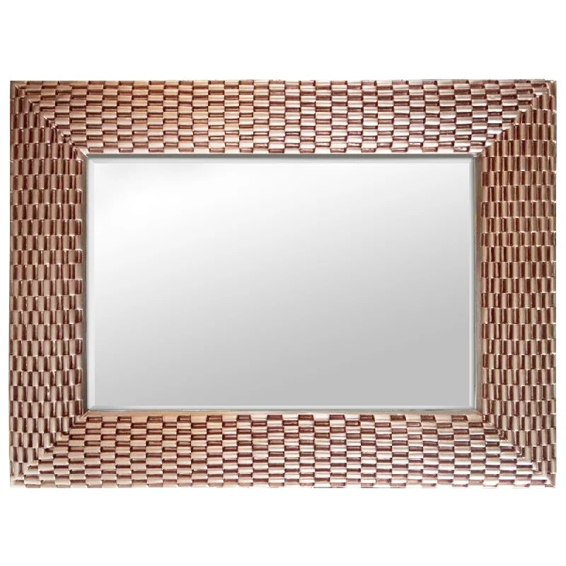 Rose Gold Weave Large Rectangle Wall Mirror - Copper