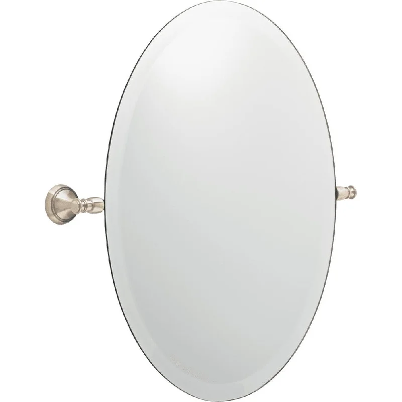 Safford 23" H x 23" W Round Tilt Bathroom Mirror, Satin Nickel