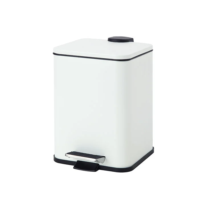 5 Liter / 1.32 Gallon Trash Can with Plastic Inner Buckets; Square Bathroom, Office, Kitchen, and Bedroom Step On and Slow Close