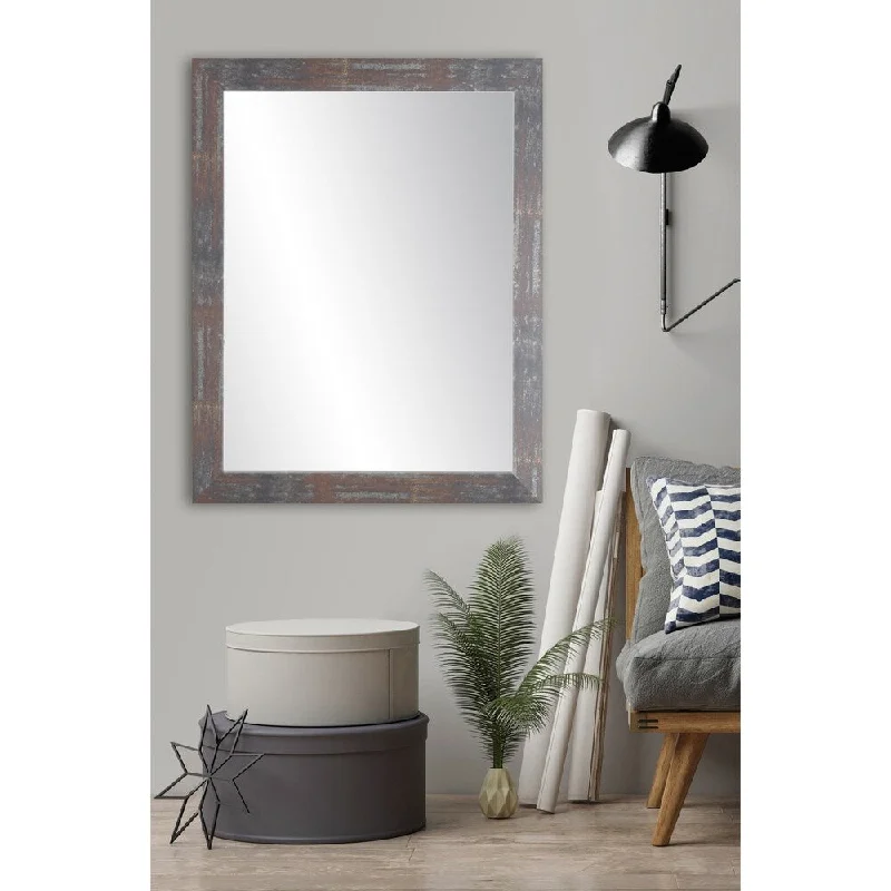 Urban Industrial Wall Mirror - Brown/Dark Gray/Silver