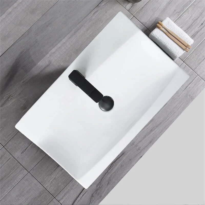 White Ceramic Vessel Bathroom Sink Basin