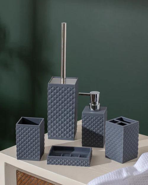 Contemporary Acrylic 5-Piece Bathroom Set - Grey