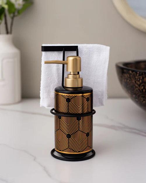 Geometric Pattern Soap Dispenser - Black