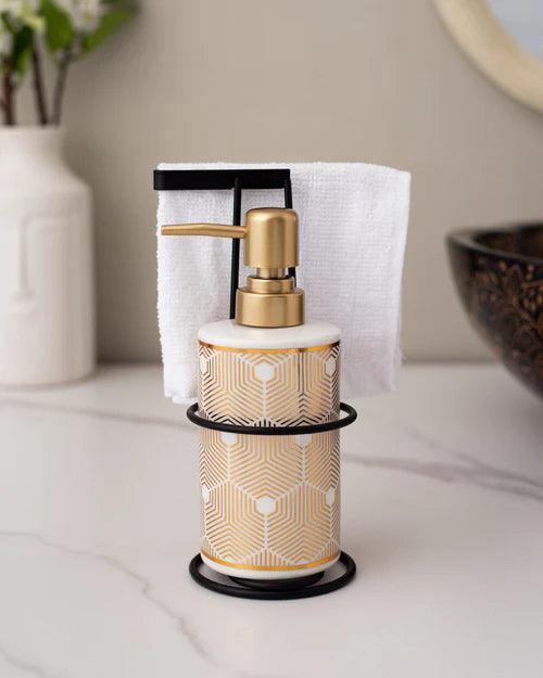 Geometric Pattern Soap Dispenser - White