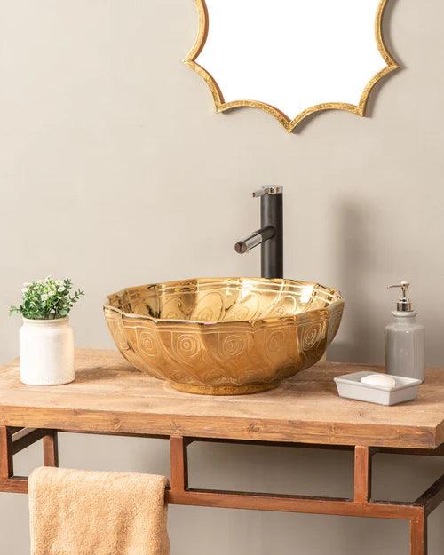 Golden Porcelain Countertop Basin