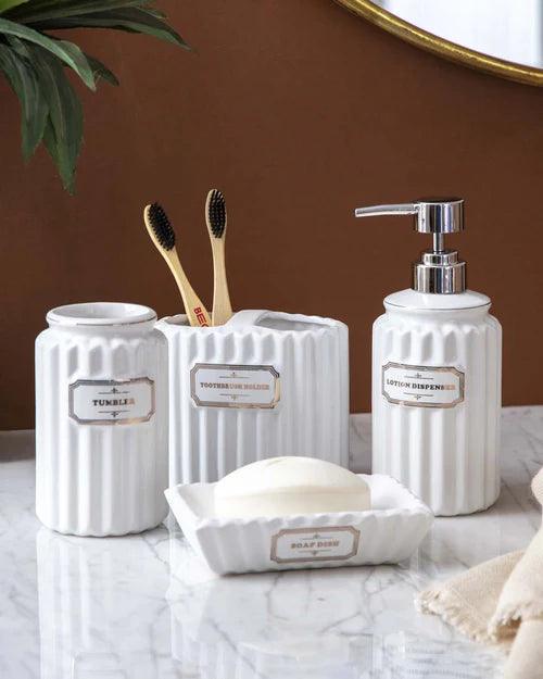 Pious 4-Piece Bath Set - White