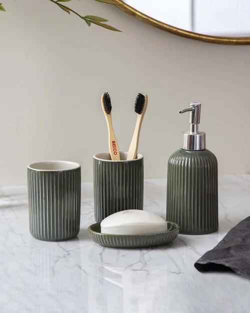 Striped 4-Piece Bath Set - Green