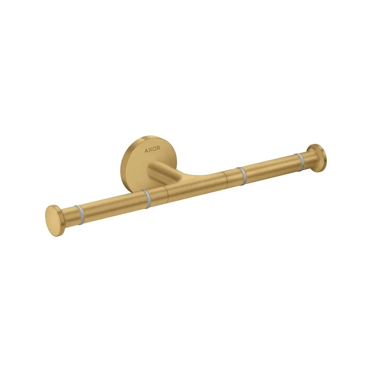 Toilet Paper Holder Universal Circular Double Open Brushed Gold Optic Metal 10-5/8 Inch 3-1/4 Inch Wall Mount