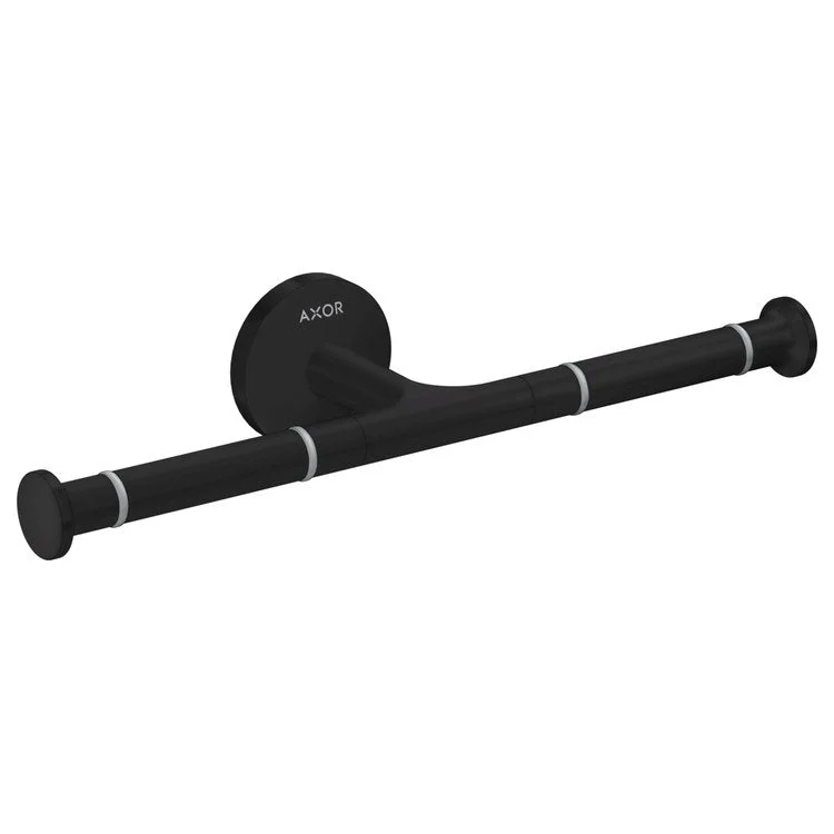 Toilet Paper Holder Universal Circular Double Open Matte Black Metal 10-5/8 Inch 3-1/4 Inch Wall Mount