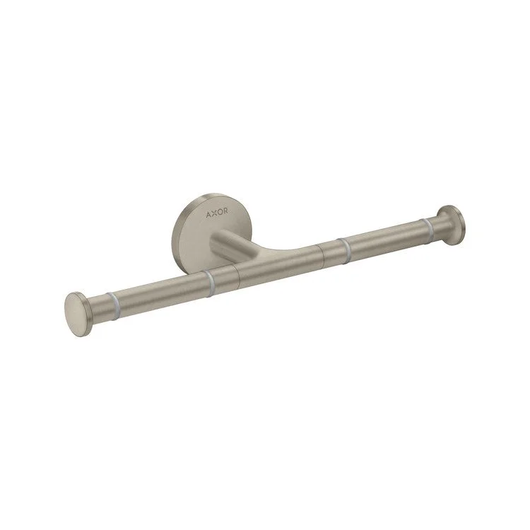 Toilet Paper Holder Universal Circular Double Open Brushed Nickel Metal 10-5/8 Inch 3-1/4 Inch Wall Mount