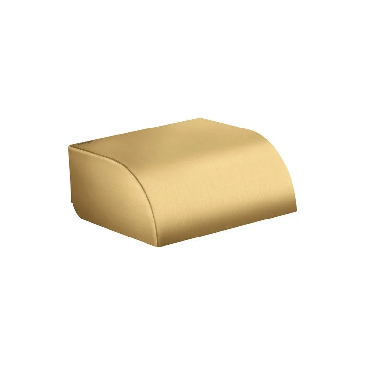 Toilet Paper Holder Universal Circular Single Open with Cover Brushed Gold Optic Metal 4 Inch 5-5/8 Inch Wall Mount