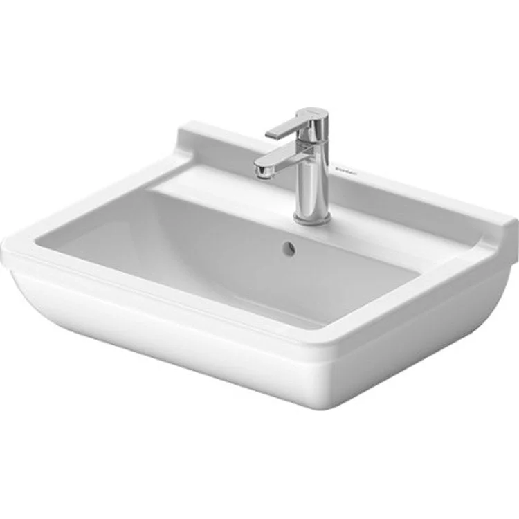 Lavatory Sink Starck 3 Wall Mount with Overflow 16-7/8 x 21-5/8 Inch 7-7/8 Inch Spread Rectangle White 3 Hole