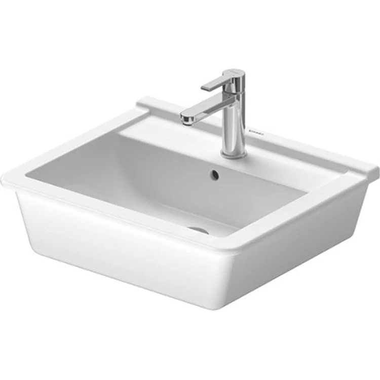 Lavatory Sink Starck 3 Drop-In with Overflow 18-1/4 x 22 Inch 7-7/8 Inch Spread Rectangle White 3 Hole