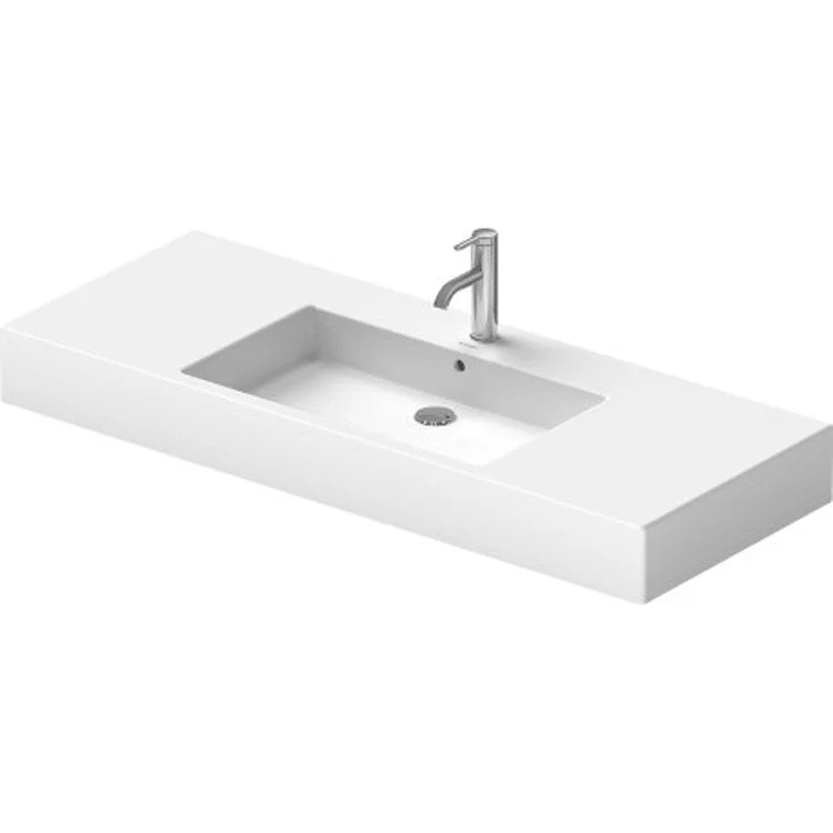 Lavatory Sink Vero Wall Mount with Overflow & WonderGliss 49-1/4 x 19-1/4 Inch Rectangle White 1 Hole 6-3/4 Inch