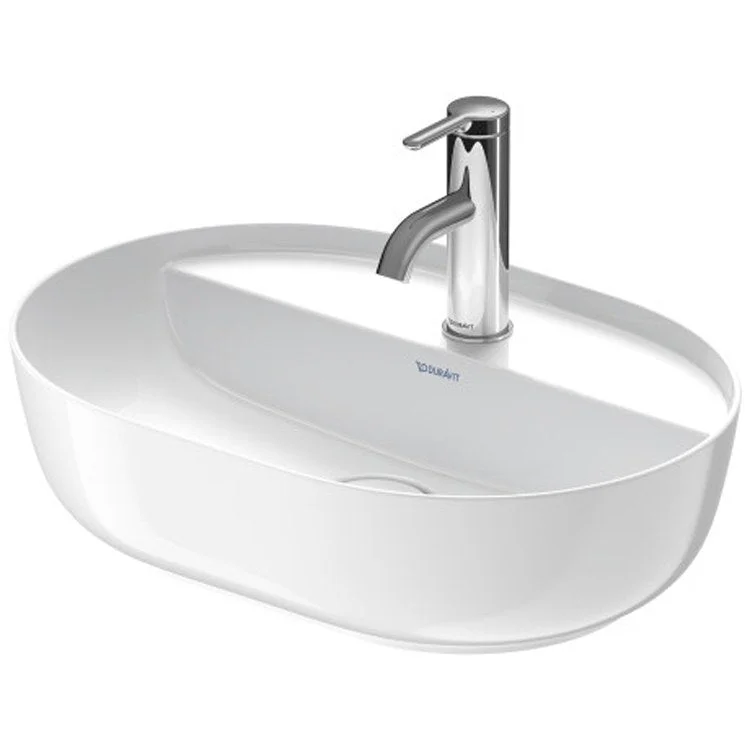 Lavatory Sink Luv Ground WonderGliss less Overflow 15-3/4 x 19-5/8 Inch Oval White/White Satin Matte1 Hole