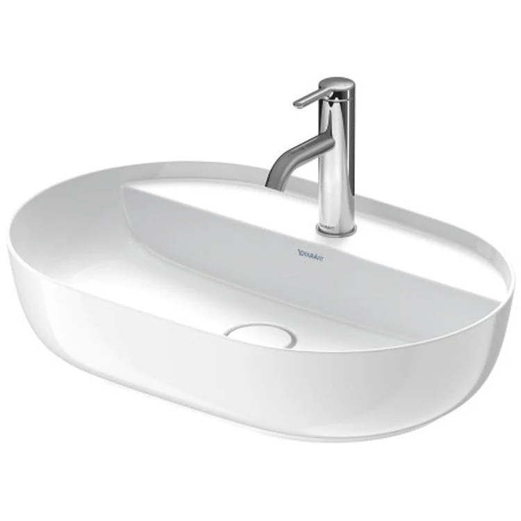 Lavatory Sink Luv Above Counter Less Overflow 23-5/8 x 15-3/4 Inch Oval White/White Satin Matte 1 Hole