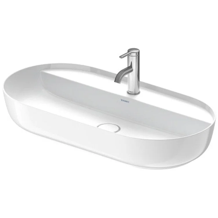 Lavatory Sink Luv Above Counter WonderGliss less Overflow 15-3/4 x 31-1/2 Inch Oval White/Sand Satin Matte 1 Hole