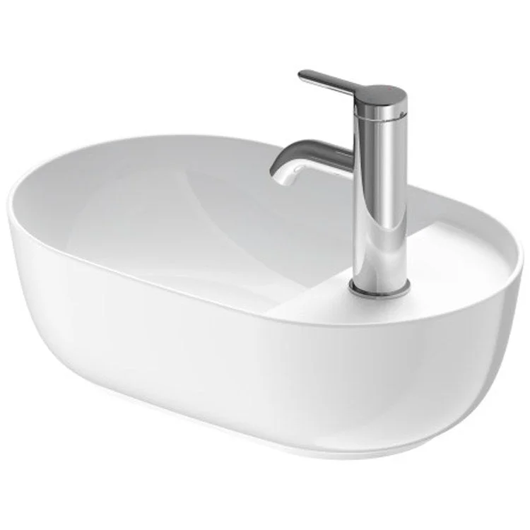 Lavatory Sink Luv Above Counter less Overflow 16-1/2 x 10-5/8 Inch Oval White/Gray Satin Matte 1 Hole