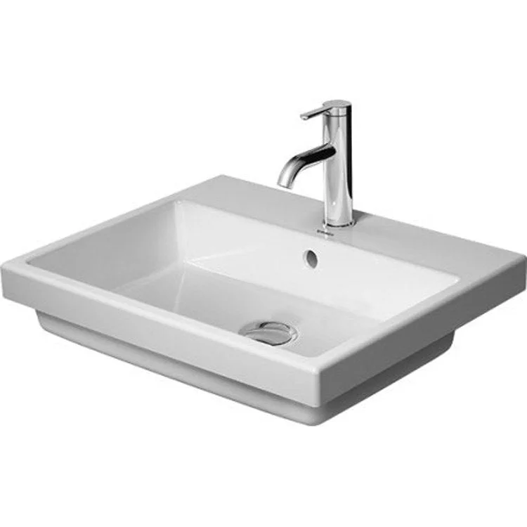 Lavatory Sink Vero Air Drop-In with Overflow & WonderGliss Surface Treatment 17-7/8 x 21-5/8 Inch 7-7/8 Inch Spread Rectangle White 3 Hole