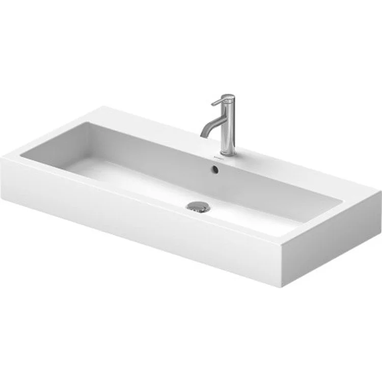 Lavatory Sink Vero Wall Mount with Overflow 18-1/2 x 39-3/8 Inch Rectangle White 1 Hole