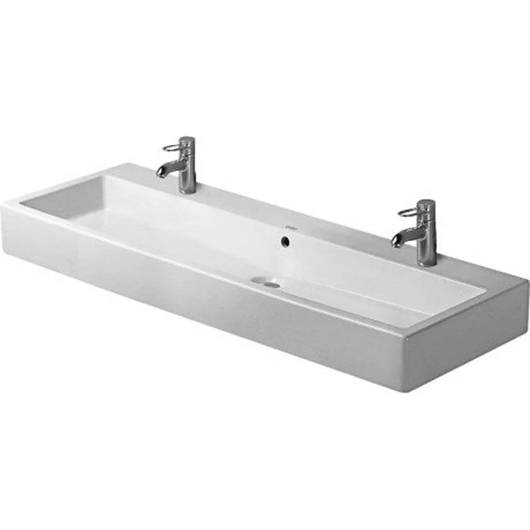 Lavatory Sink Vero Wall Mount with Overflow 47-1/4 x 18-1/2 Inch 22-1/4 Inch Spread Rectangle White 2 Hole