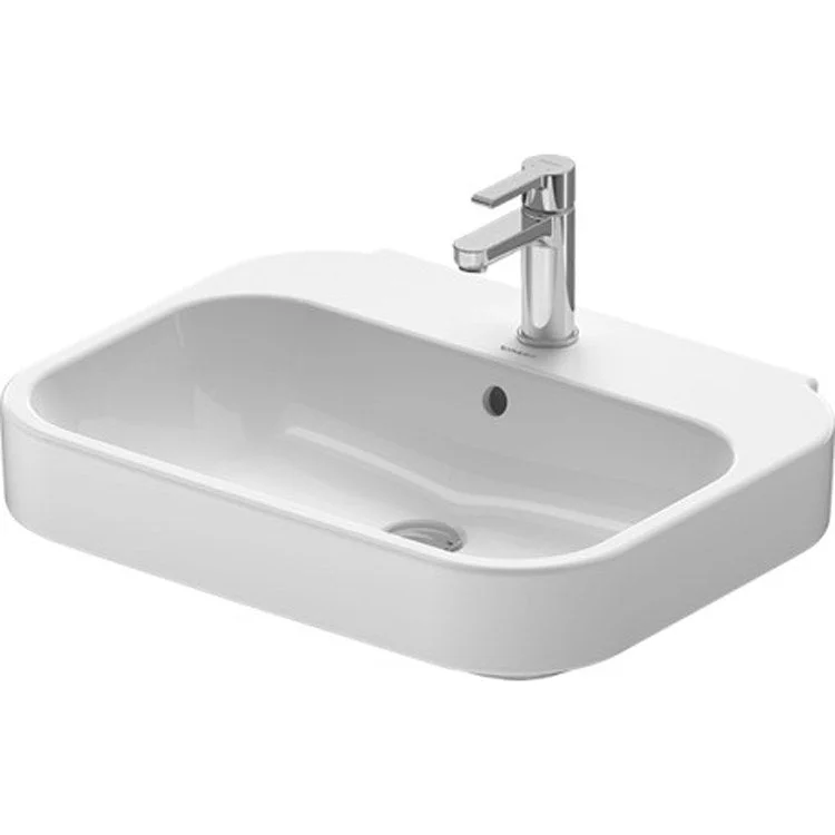 Lavatory Sink Happy D.2 Wall Mount with Overflow & WonderGliss 18-3/4 x 23-5/8 Inch Rectangle White 1 Hole