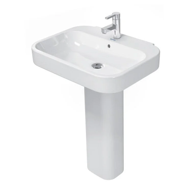 Lavatory Sink Happy D.2 Wall Mount with Overflow & WonderGliss 25-5/8 x 19-1/2 Inch Rectangle White 1 Hole