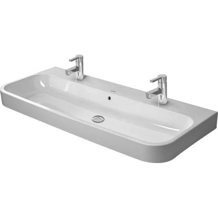 Lavatory Sink Happy D.2 Wall Mount with Overflow 19-7/8 x 47-1/4 Inch 22-1/2 Inch Spread Rectangle White