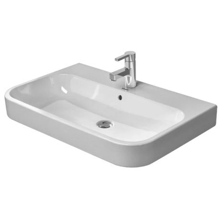 Lavatory Sink Happy D.2 Wall Mount with Overflow & WonderGliss 25-5/8 x 19-7/8 Inch Rectangle White