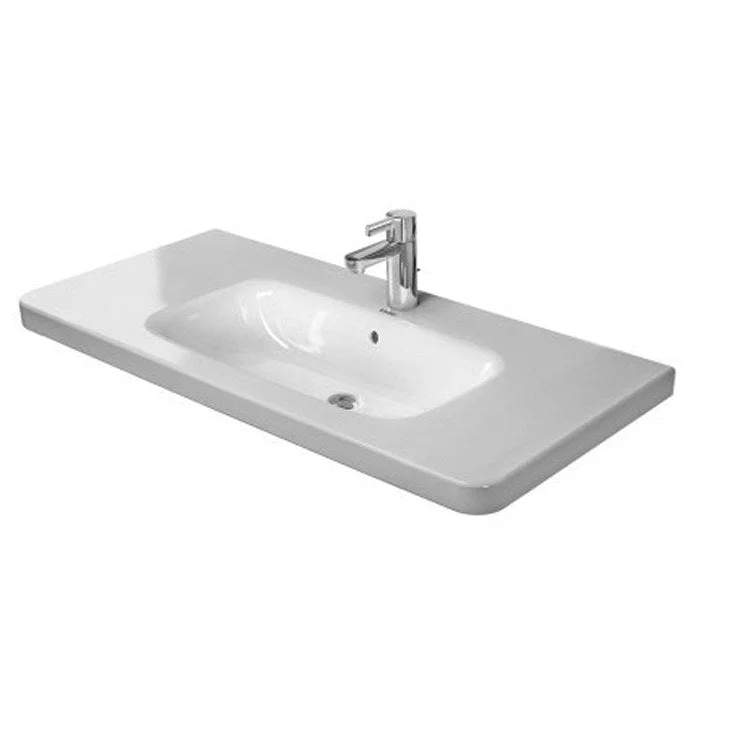 Lavatory Sink DuraStyle Wall Mount with Overflow & WonderGliss 39-3/8 x 18-7/8 Inch Rectangle White 1 Hole