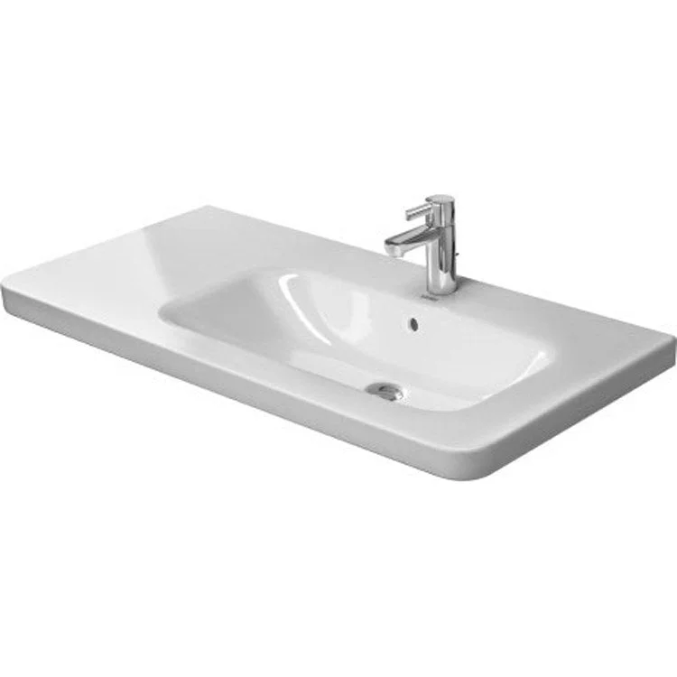 Lavatory Sink DuraStyle Wall Mount Right with Overflow & WonderGliss 18-7/8 x 39-3/8 Inch Rectangle White 1 Hole