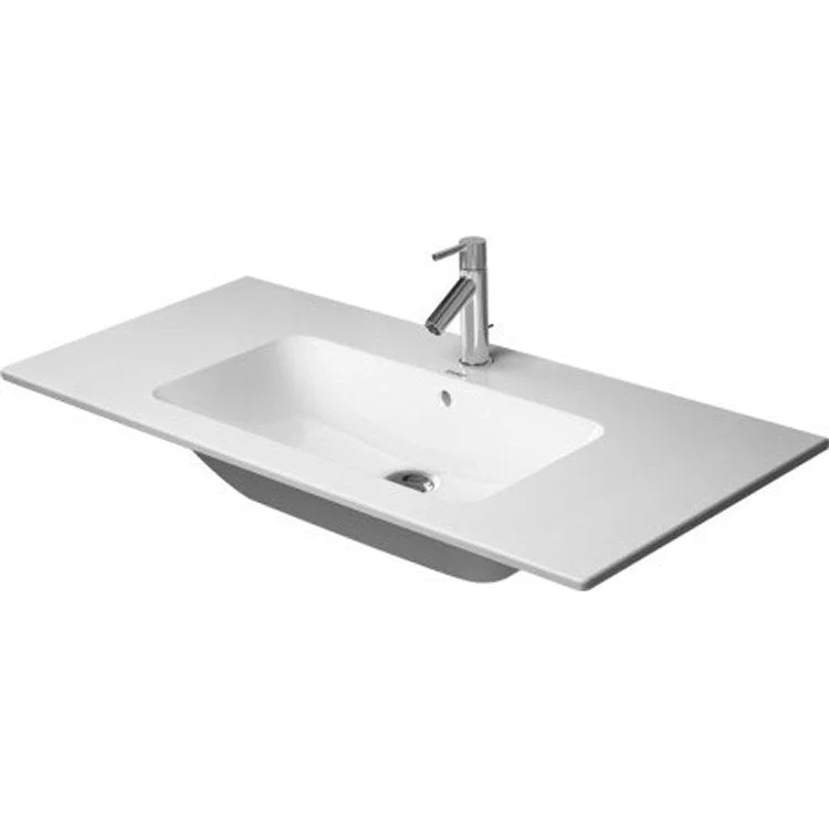 Lavatory Sink ME by Starck Wall Mount with Overflow & WonderGliss 40-1/2 x 19-1/4 Inch 3-7/8 Inch Spread Rectangle White 2 Hole