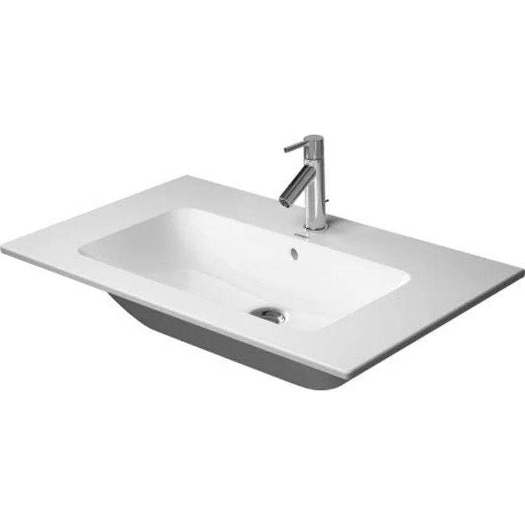 Lavatory Sink ME by Starck Wall Mount with Overflow & WonderGliss 19-1/4 x 32-5/8 Inch 7-7/8 Inch Spread Rectangle White 3 Hole