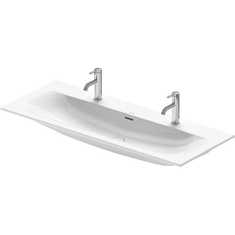 Lavatory Sink Viu Wall Mount with Overflow 19-1/4 x 48-3/8 Inch 21-1/4 Inch Spread Rectangle White 2 Hole