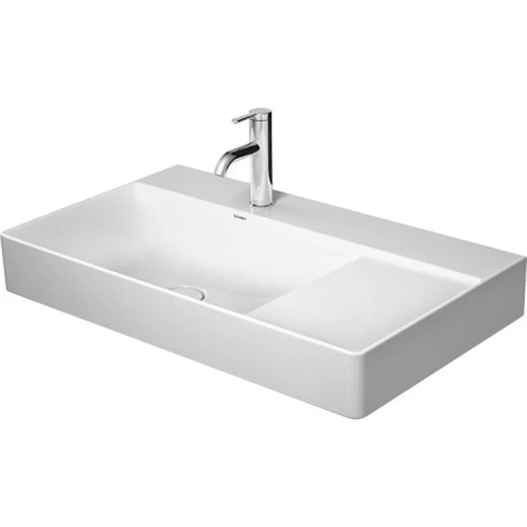 Lavatory Sink DuraSquare Ground Left WonderGliss Surface Treatment Less Overflow 18-1/2 x 31-1/2 Inch 3-7/8 Inch Spread Rectangle White 2 Hole