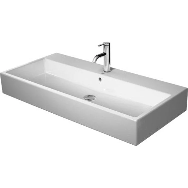 Lavatory Sink Vero Air Ground with Overflow 39-3/8 x 18-1/2 Inch 7-7/8 Inch Spread Rectangle White 3 Hole