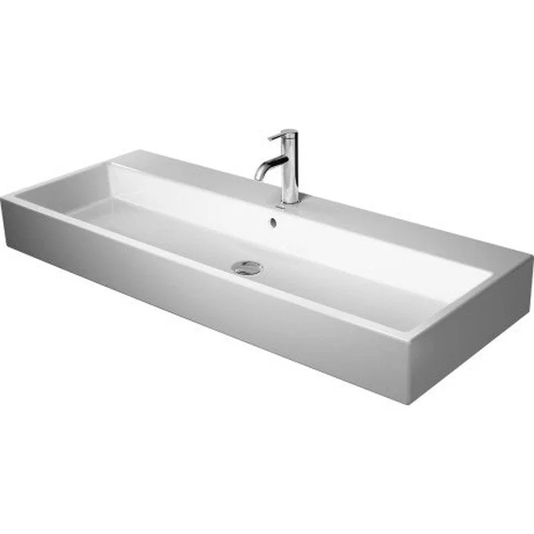 Lavatory Sink Vero Air Wall Mount WonderGliss Surface Treatment with Overflow 18-1/2 x 47-1/4 Inch Rectangle White 1 Hole